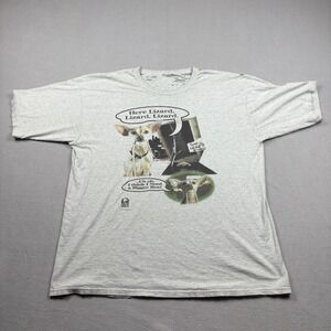Vintage 1998 Taco Bell Chihuahua Godzilla Lizard T-Shirt Mens Gray Distressed